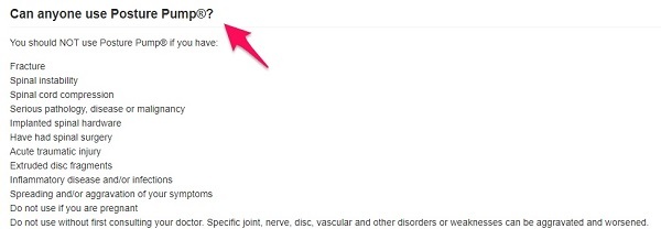 posture pump who should not use
