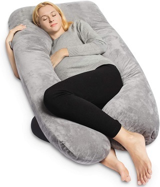 queen rose pregnancy pillow u shaped - size 31" x 21" x 11.5", Polyester filling & soft velvet cover