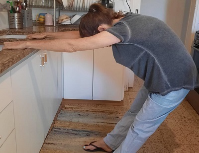 Standing Kitchen Sink Stretch demonstration (Best for Shoulder Pain)