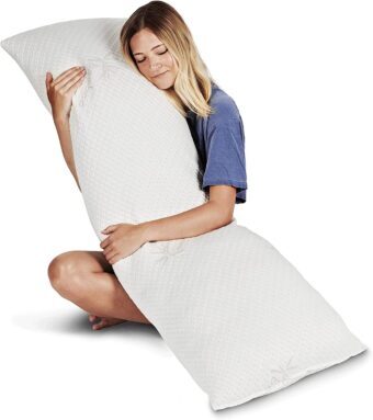 best memory foam body pillow for back pain - Snuggle Pedic - size 50" x 24", Polyester 56%/Viscose 43%/Lycra 0.6%