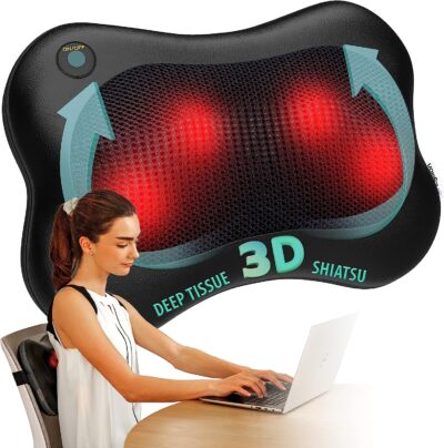 Zyllion Shiatsu Neck & Back Massager - Best Seller on Amazon - butterfly ergonomic design and 4 massage nodes