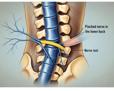 pinched nerve in lower back illustration