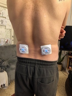 how to use a wireless TENS unit for low back pain placement demonstration