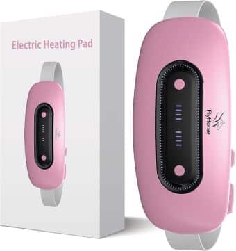 flyhorse portable heating pad blt for back pain and cramps with 4 heat settings vibration massage up to 149 F, only 8 ounces