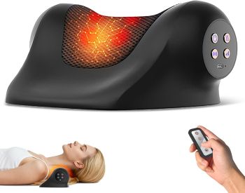 portable neck massager with heat red light therapy and vibration